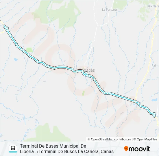 LIBERIA - CAÑAS Bus Line Map