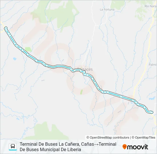 LIBERIA - CAÑAS Bus Line Map