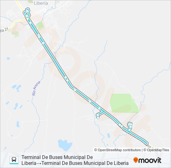 LIBERIA - EL SALTO bus Line Map