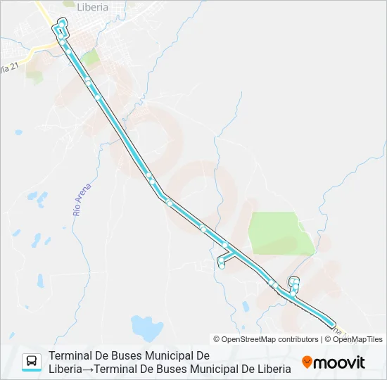 LIBERIA - EL SALTO Bus Line Map