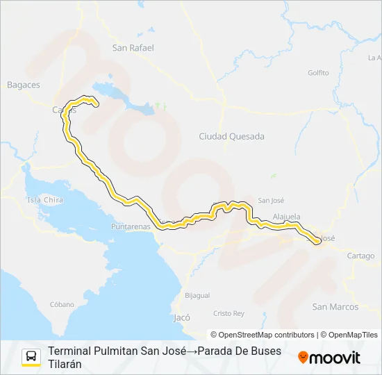 SAN JOSÉ - TILARÁN Bus Line Map