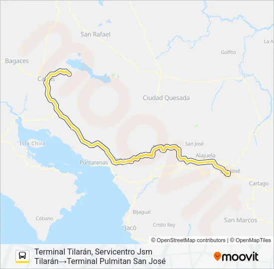 SAN JOSÉ - TILARÁN Bus Line Map