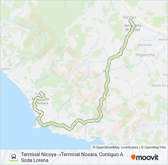 NICOYA - NOSARA Bus Line Map
