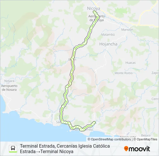 NICOYA - SÁMARA - ESTRADA Bus Line Map