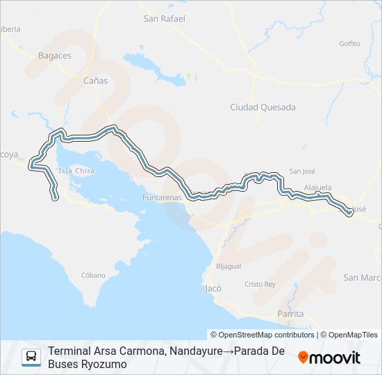 SAN JOSÉ - NANDAYURE Bus Line Map