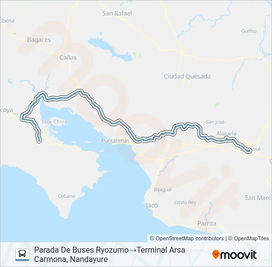 SAN JOSÉ - NANDAYURE Bus Line Map