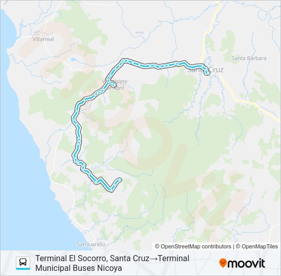 Mapa de SANTA CRUZ - EL SOCORRO de autobús