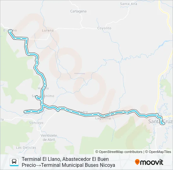 SANTA CRUZ - HATILLO - EL LLANO Bus Line Map