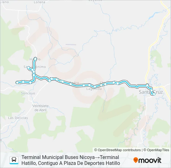 SANTA CRUZ - HATILLO - EL LLANO Bus Line Map