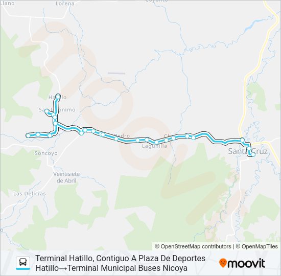 Mapa de SANTA CRUZ - HATILLO - EL LLANO de autobús
