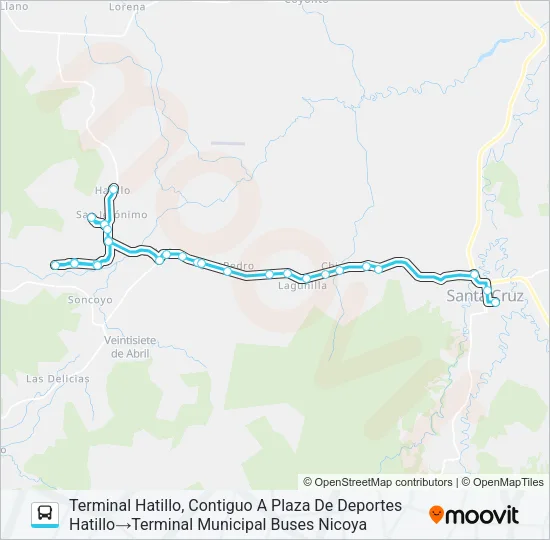 SANTA CRUZ - HATILLO - EL LLANO Bus Line Map