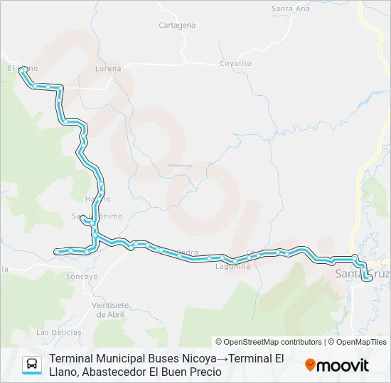 SANTA CRUZ - HATILLO - EL LLANO Bus Line Map
