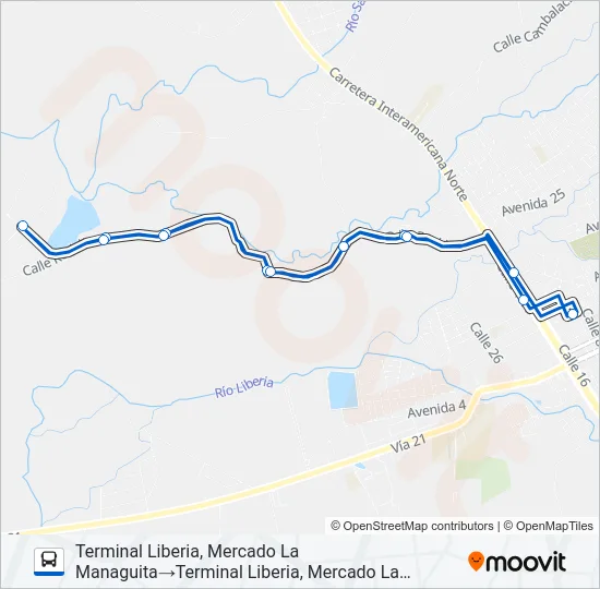 LIBERIA - RODEITO Bus Line Map