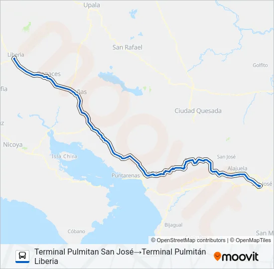 SAN JOSÉ - LIBERIA Bus Line Map