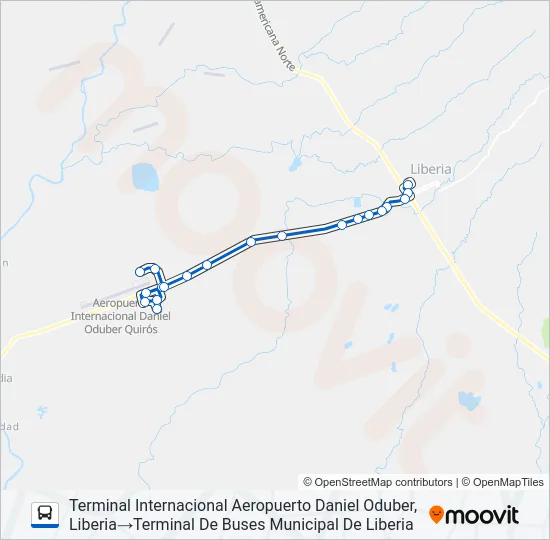 LIBERIA - AEROPUERTO Bus Line Map