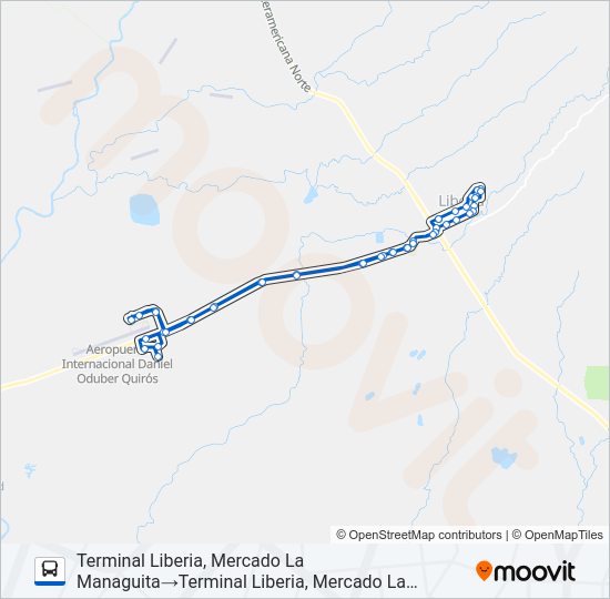 Mapa de LIBERIA - AEROPUERTO de autobús