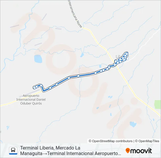 LIBERIA - AEROPUERTO Bus Line Map
