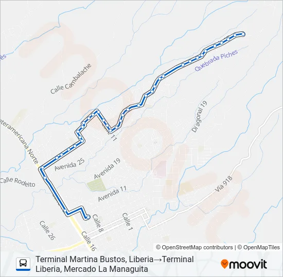 LIBERIA - MARTINA BUSTOS Bus Line Map