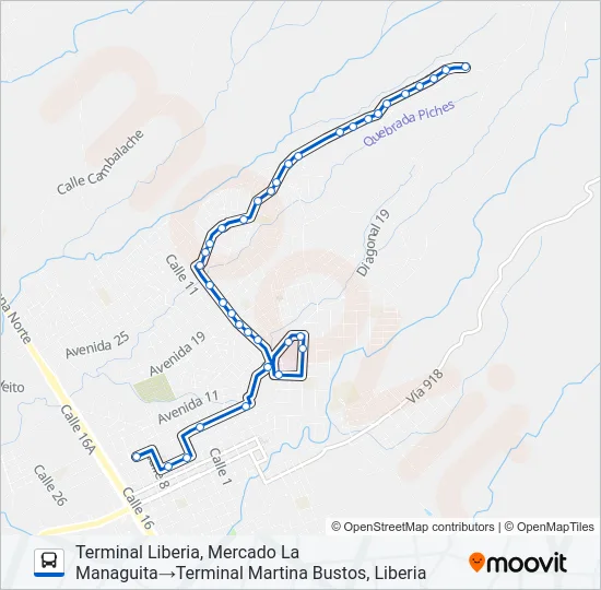LIBERIA - MARTINA BUSTOS Bus Line Map