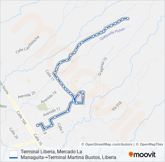Mapa de LIBERIA - MARTINA BUSTOS de autobús