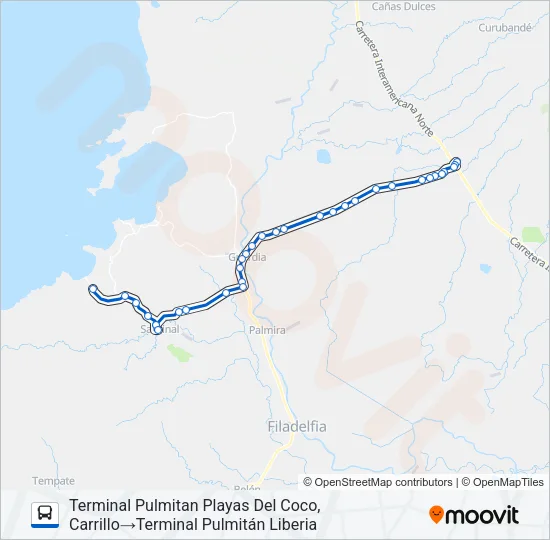 LIBERIA - PLAYAS DEL COCO Bus Line Map