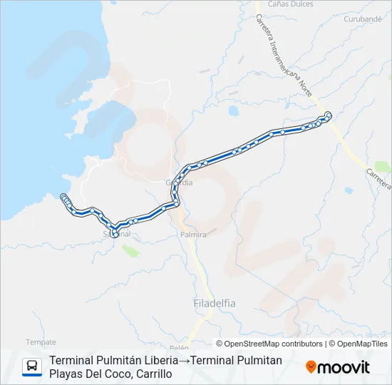 LIBERIA - PLAYAS DEL COCO Bus Line Map
