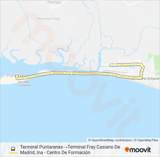 PUNTARENAS - FRAY CASIANO Bus Line Map