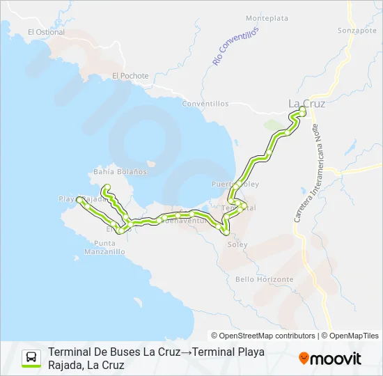 LA CRUZ - EL JOBO Bus Line Map