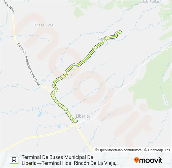 LIBERIA - CURUBANDÉ Bus Line Map