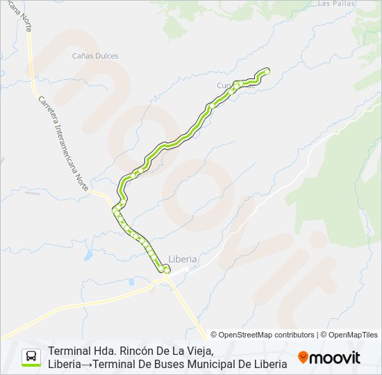 Mapa de LIBERIA - CURUBANDÉ de autobús