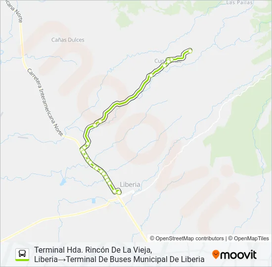 LIBERIA - CURUBANDÉ Bus Line Map