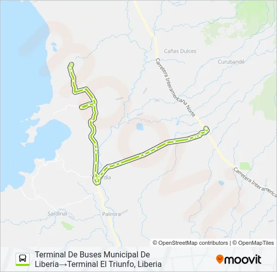 LIBERIA - EL TRIUNFO Bus Line Map