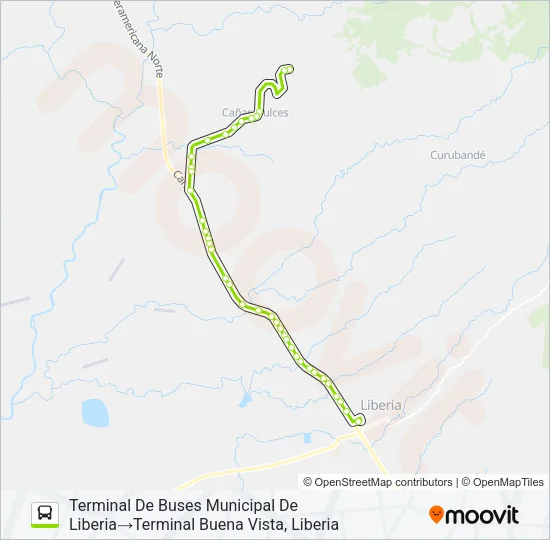 LIBERIA - CAÑAS DULCES - BUENA VISTA Bus Line Map