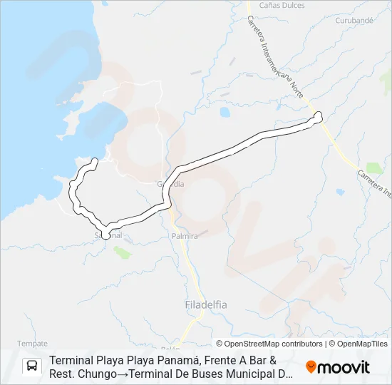LIBERIA - PLAYA PANAMÁ Bus Line Map