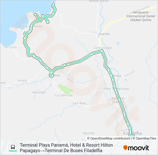FILADELFIA - PLAYA PANAMÁ Bus Line Map