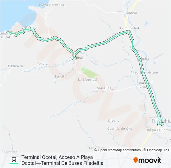 FILADELFIA - PLAYAS DEL COCO Bus Line Map