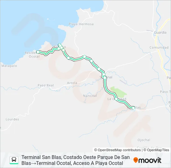 FILADELFIA - PLAYAS DEL COCO Bus Line Map