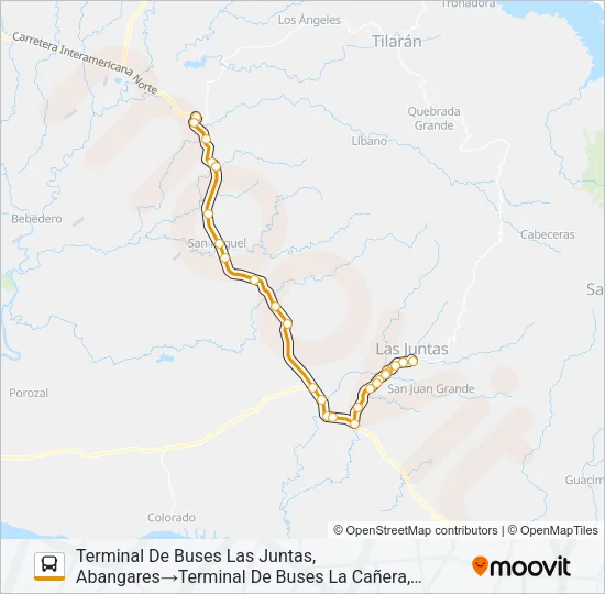 CAÑAS - LAS JUNTAS DE ABANGARES Bus Line Map