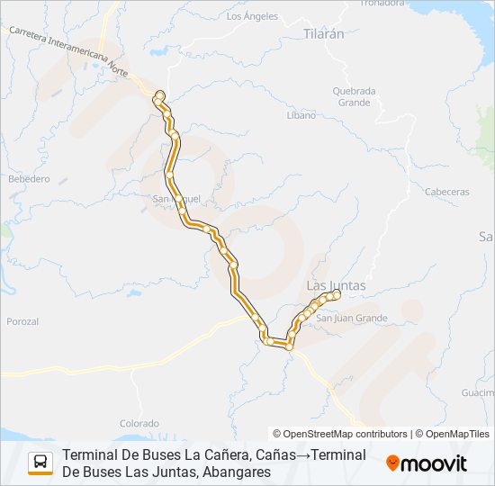 CAÑAS - LAS JUNTAS DE ABANGARES bus Line Map