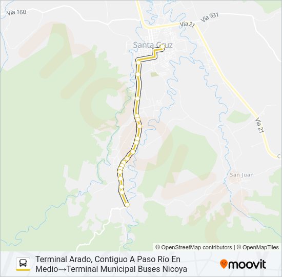 Mapa de SANTA CRUZ - ARADO de autobús