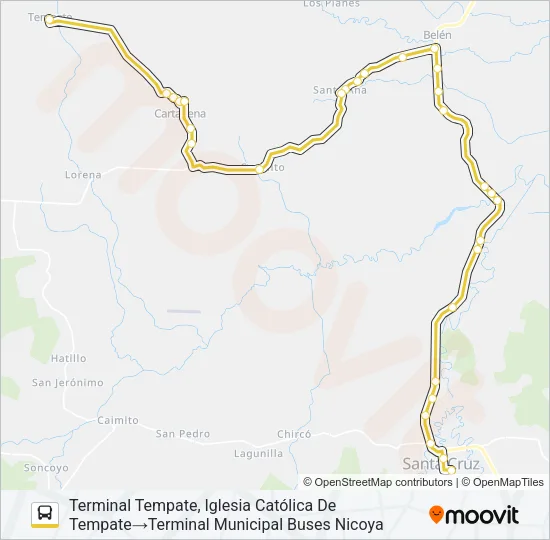 SANTA CRUZ - TEMPATE Bus Line Map