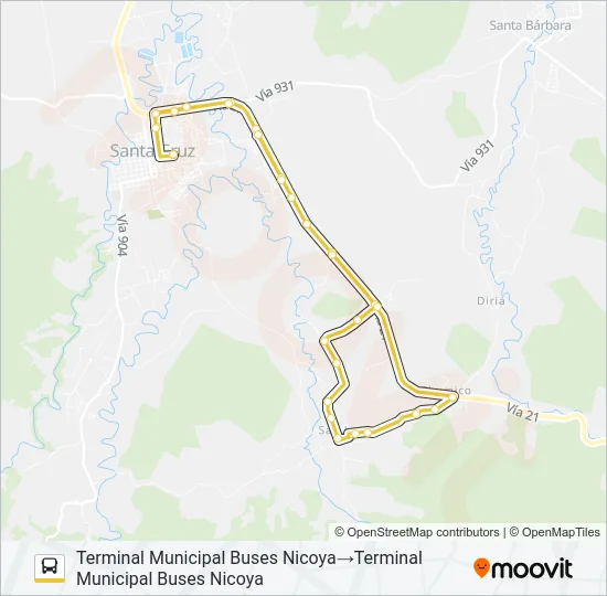 SANTA CRUZ - SAN JUAN Bus Line Map