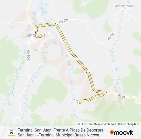 SANTA CRUZ - SAN JUAN Bus Line Map