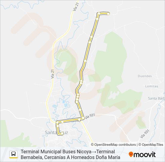 Mapa de SANTA CRUZ - BERNABELA de autobús