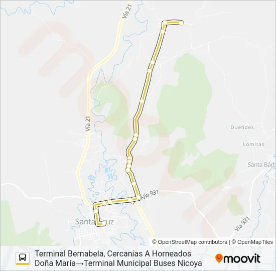 SANTA CRUZ - BERNABELA Bus Line Map