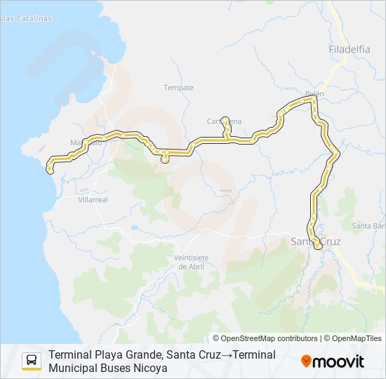 Mapa de SANTA CRUZ - PLAYA GRANDE de autobús