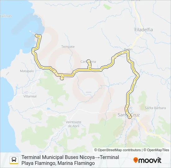SANTA CRUZ - PLAYA FLAMINGO Bus Line Map