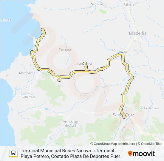 SANTA CRUZ - PLAYA FLAMINGO Bus Line Map