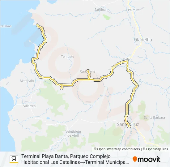 SANTA CRUZ - PLAYA FLAMINGO Bus Line Map