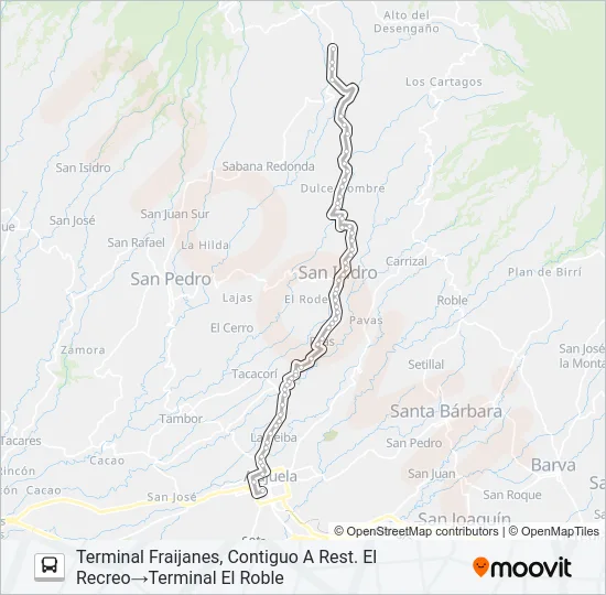 ALAJUELA - JAULARES Bus Line Map